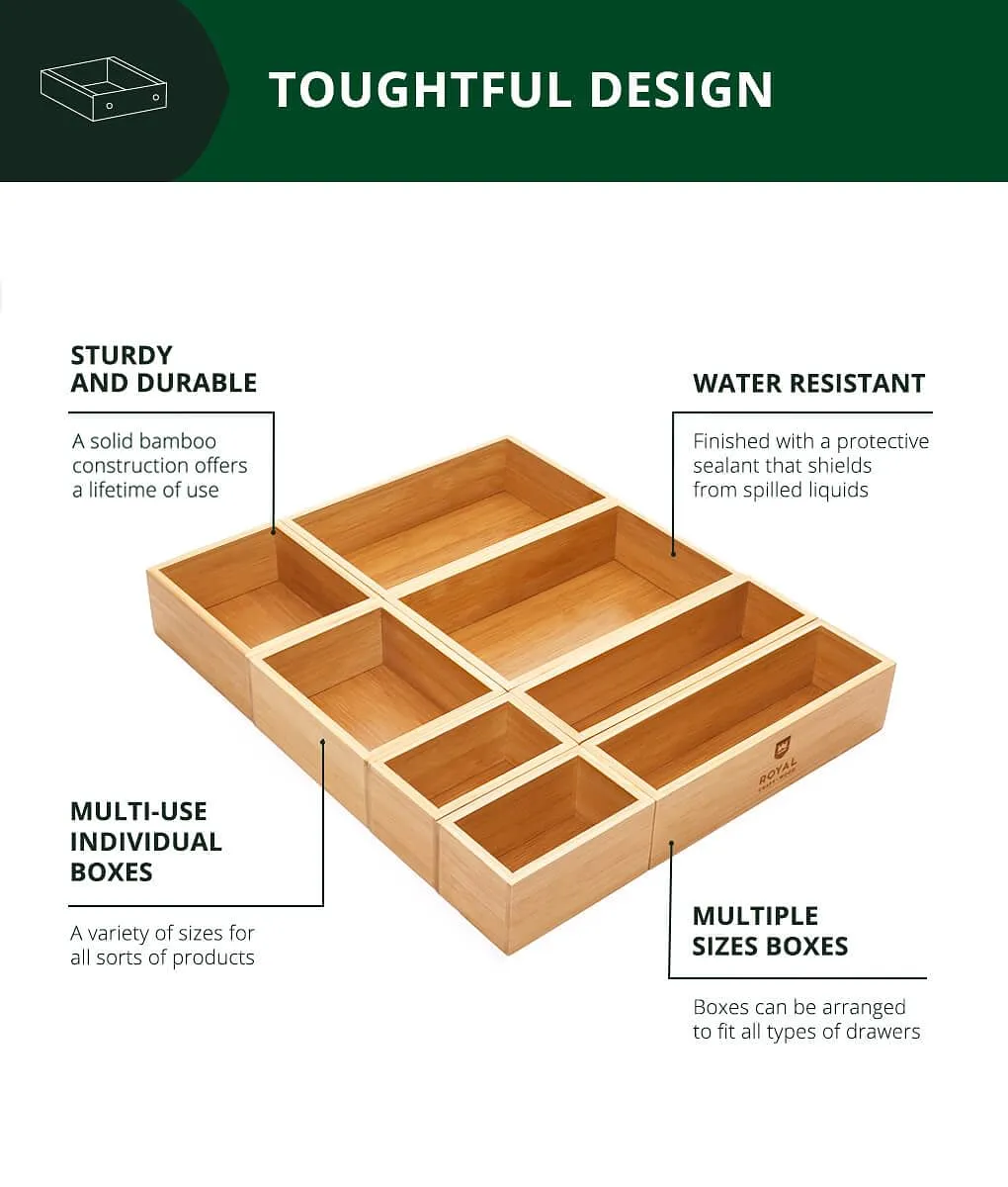 Storage Box Set of 8, Natural by Royal Craft Wood
