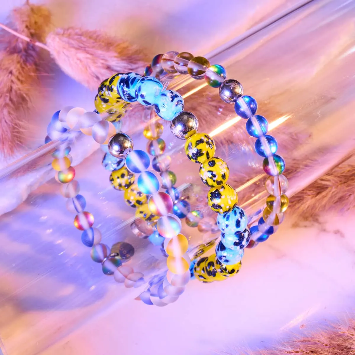 Sun and Sky | Ukrainian Aid | Galaxy Glass Bead Bracelet