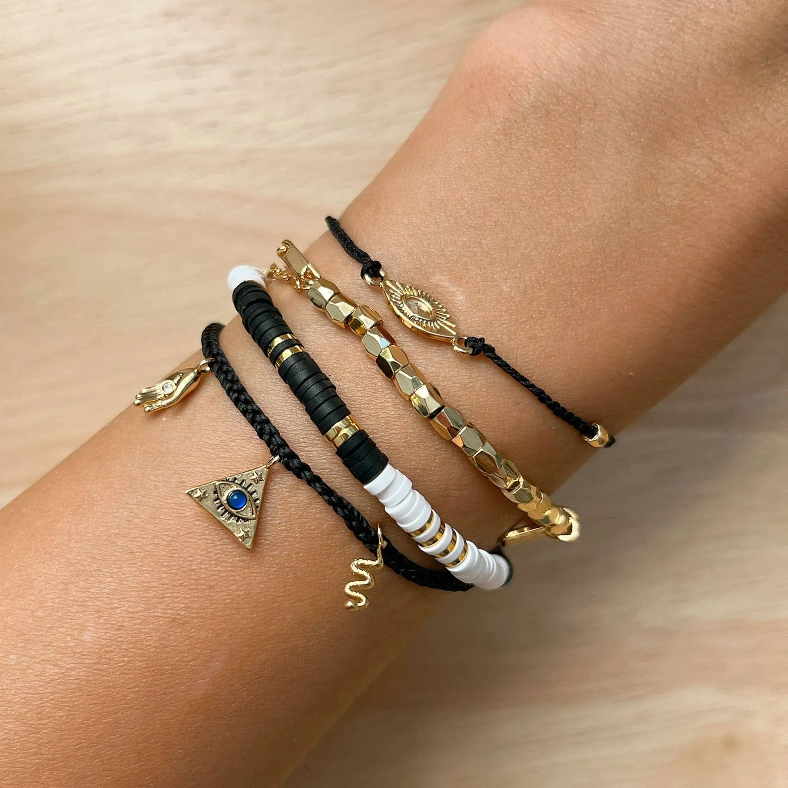 Sunburst Eye Gold Charm Bracelet
