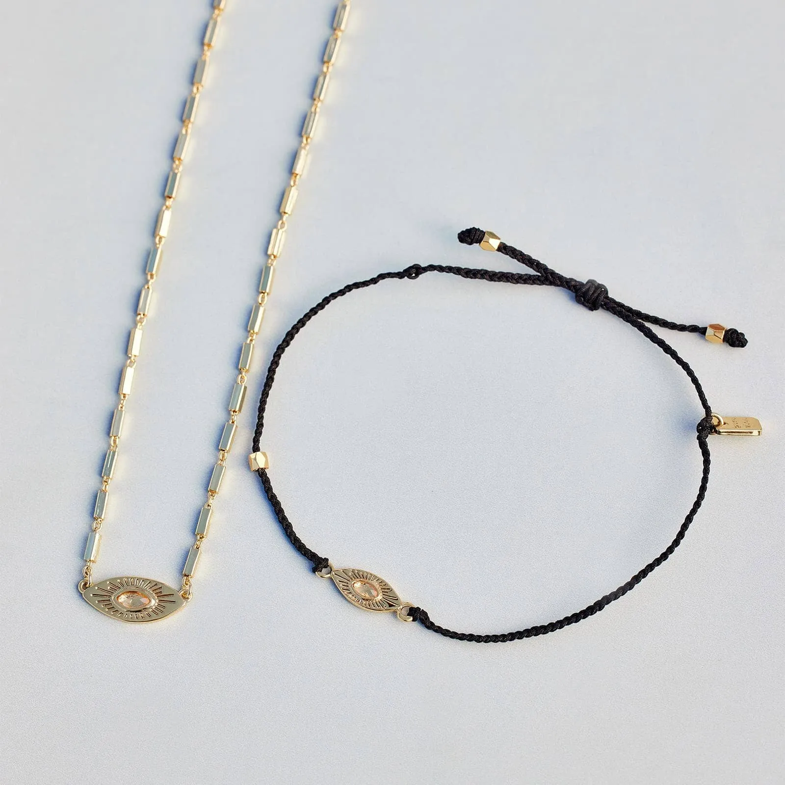 Sunburst Eye Gold Charm Bracelet