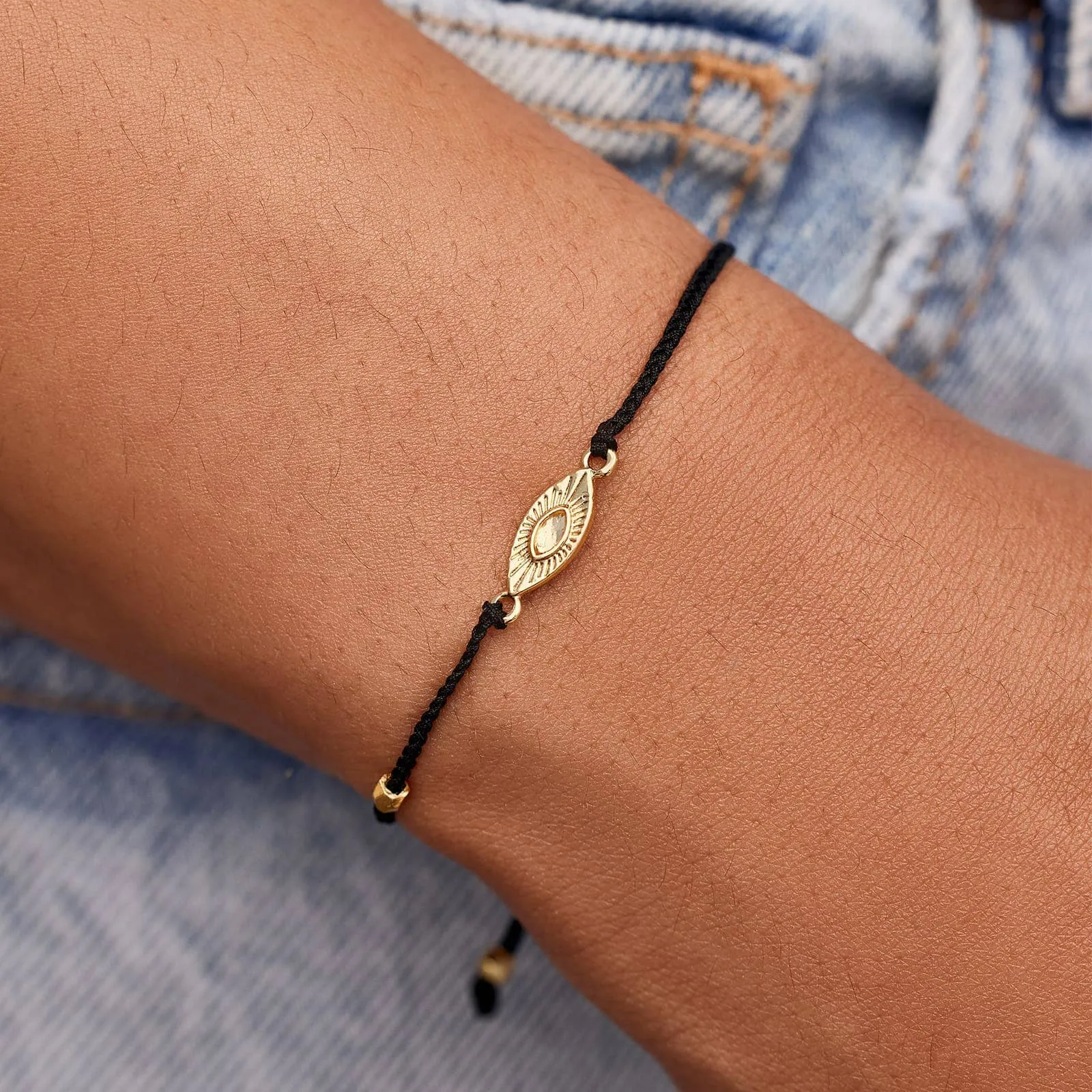 Sunburst Eye Gold Charm Bracelet