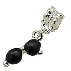 Sunglasses Black Enamel Dangle European Bead Compatible for Most European Snake Chain Bracelet