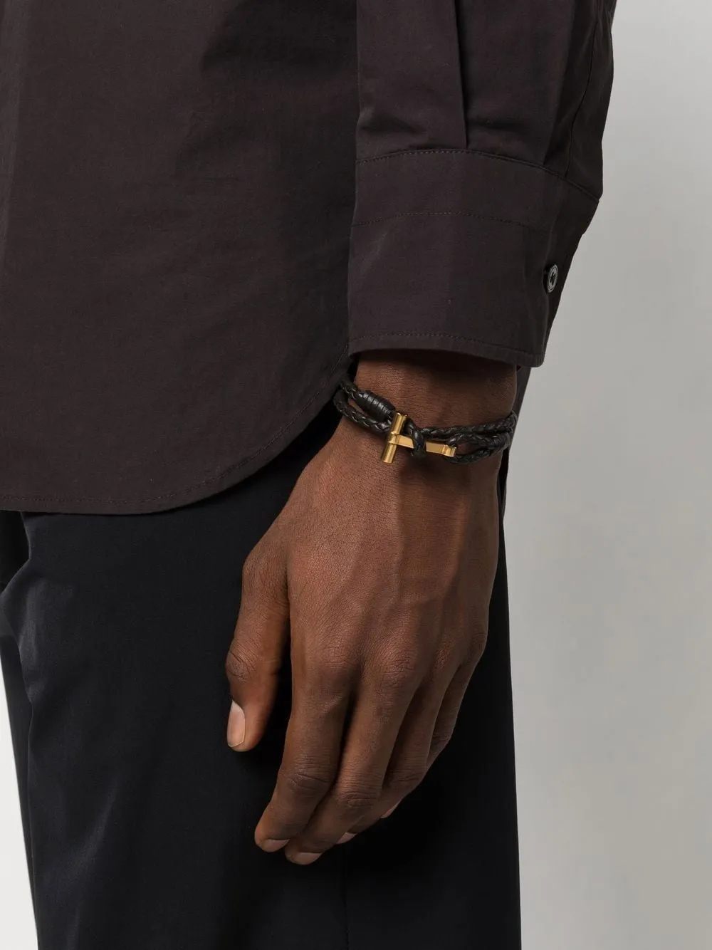 T-Charm Woven Black Bracelet