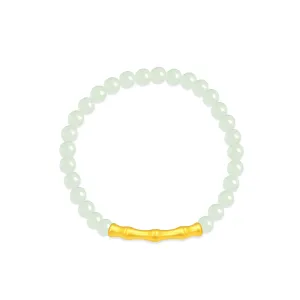 TAKA Jewellery 999 Pure Gold Bamboo Charm with Beads Bracelet