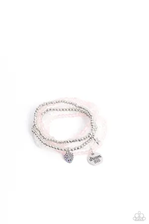 Teenage DREAMER - Pink - Beaded Heart Star Charm "Dream Big" Inspirational Paparazzi Stretchy Bracelet