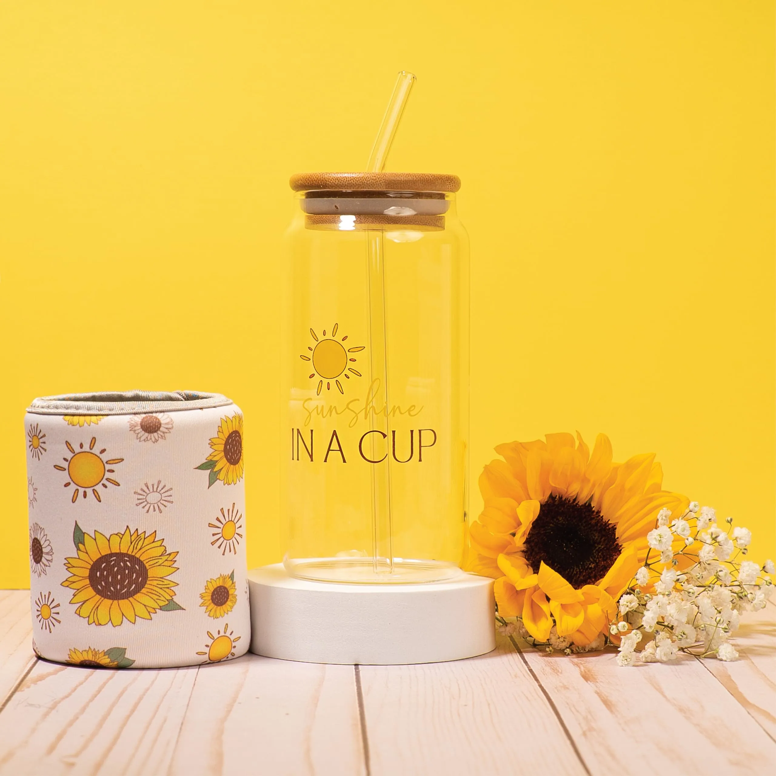The Love Crate Co Sunflower Gifts for Women, 15pc Gift Box for Birthdays, Get Well Soon Basket, Thinking of You Care Package, Sunshine and Wellness Presents for Women.