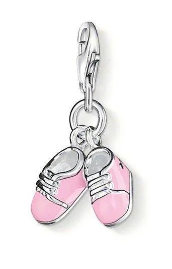 Thomas Sabo Charm Club Sterling Silver Pink Enamel Baby Shoes Charm