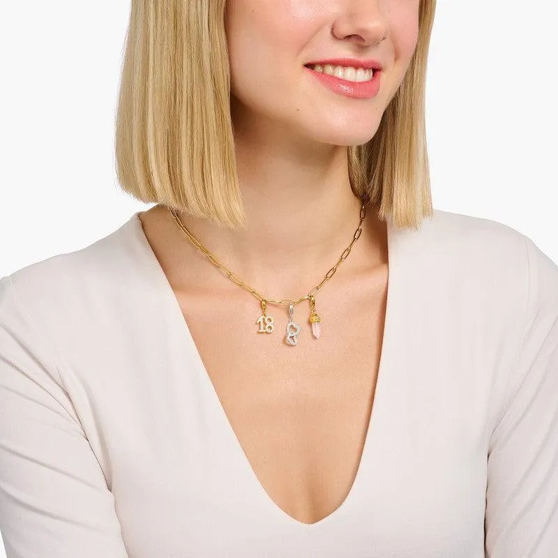 Thomas Sabo Charm Gold-plated Pendant - Number 18 with Zirconia