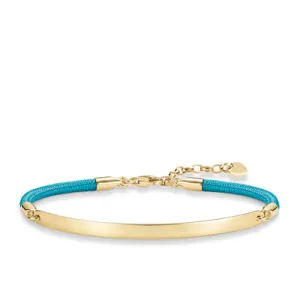 Thomas Sabo Light Blue Cord with Gold Plated Bracelet 16.5-19.5cm
