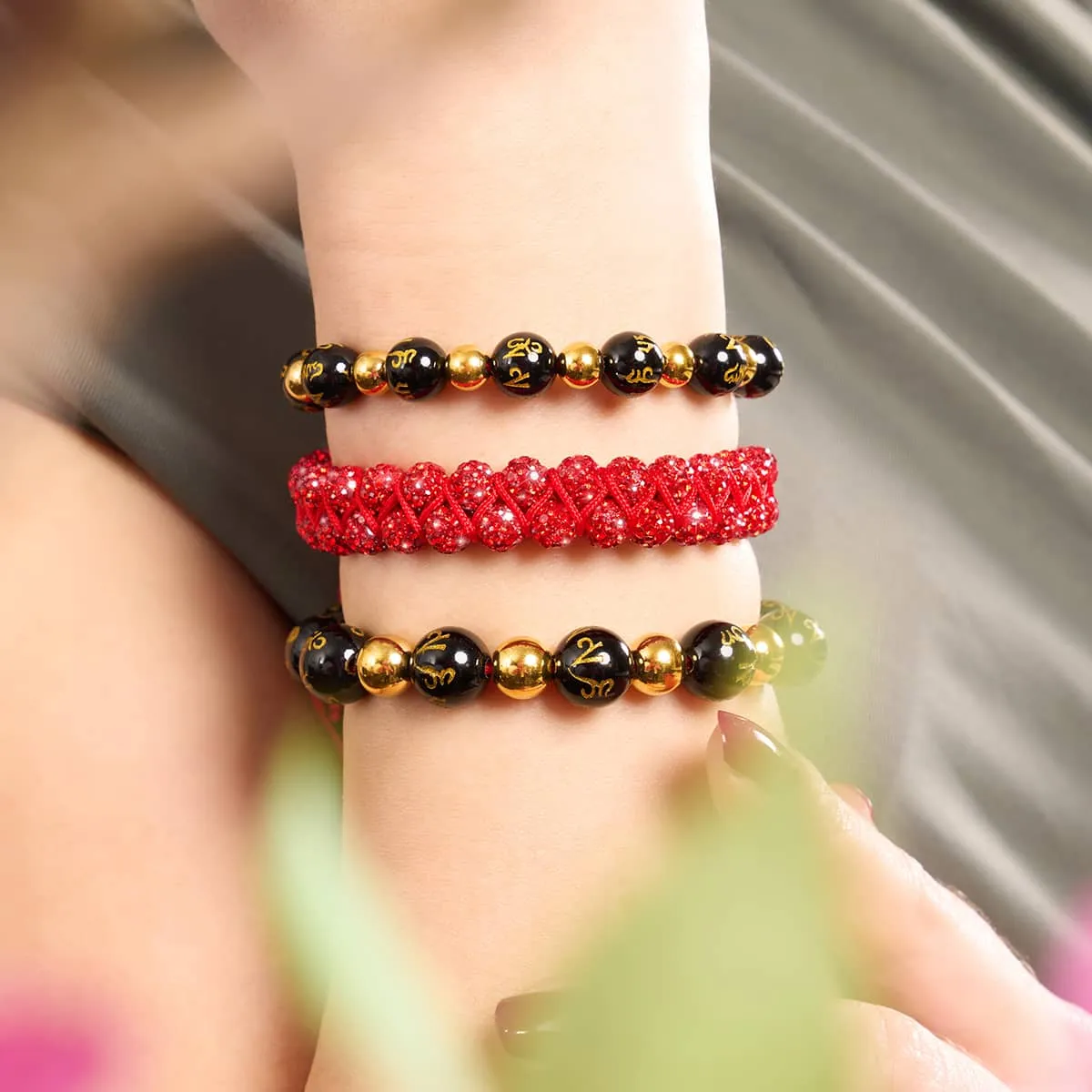 Tibetan Amulet | Mini Obsidian Mantra Bracelet