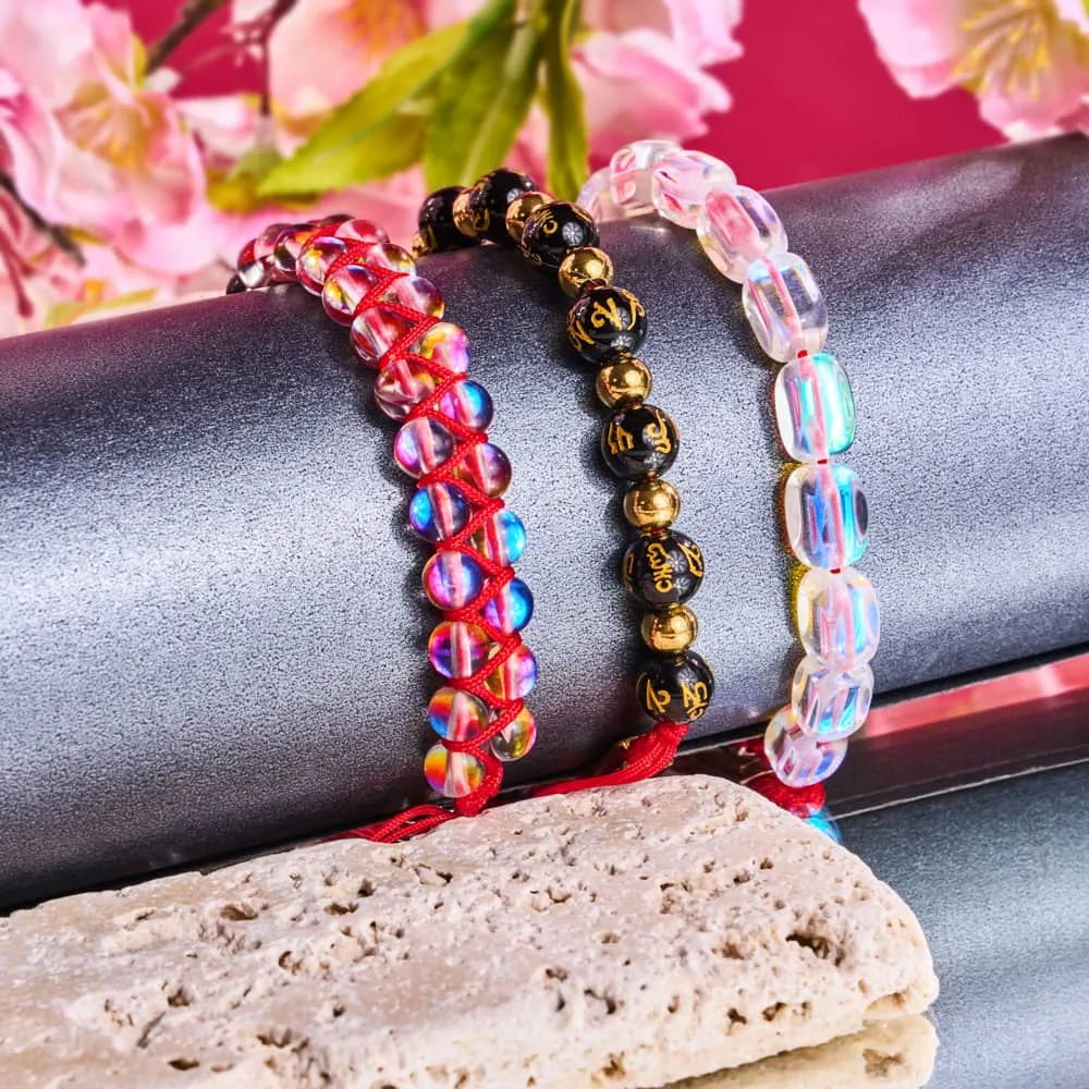Tibetan Amulet | Mini Obsidian Mantra Bracelet