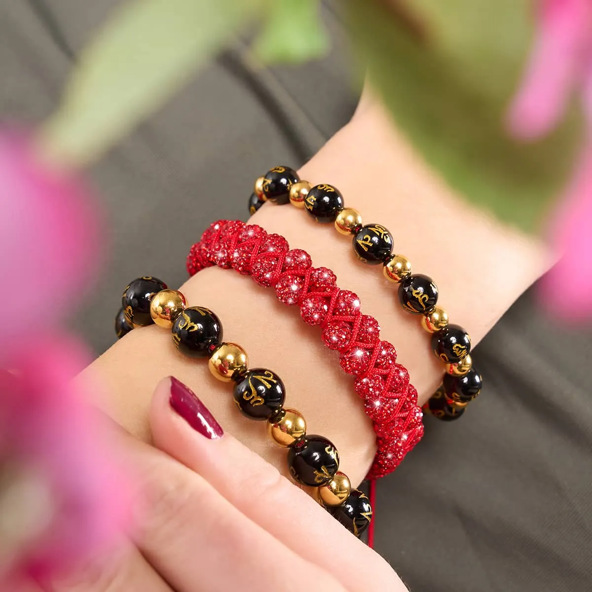 Tibetan Amulet | Mini Obsidian Mantra Bracelet