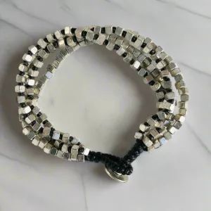 TM. Silver 4 Square Bead Bracelet
