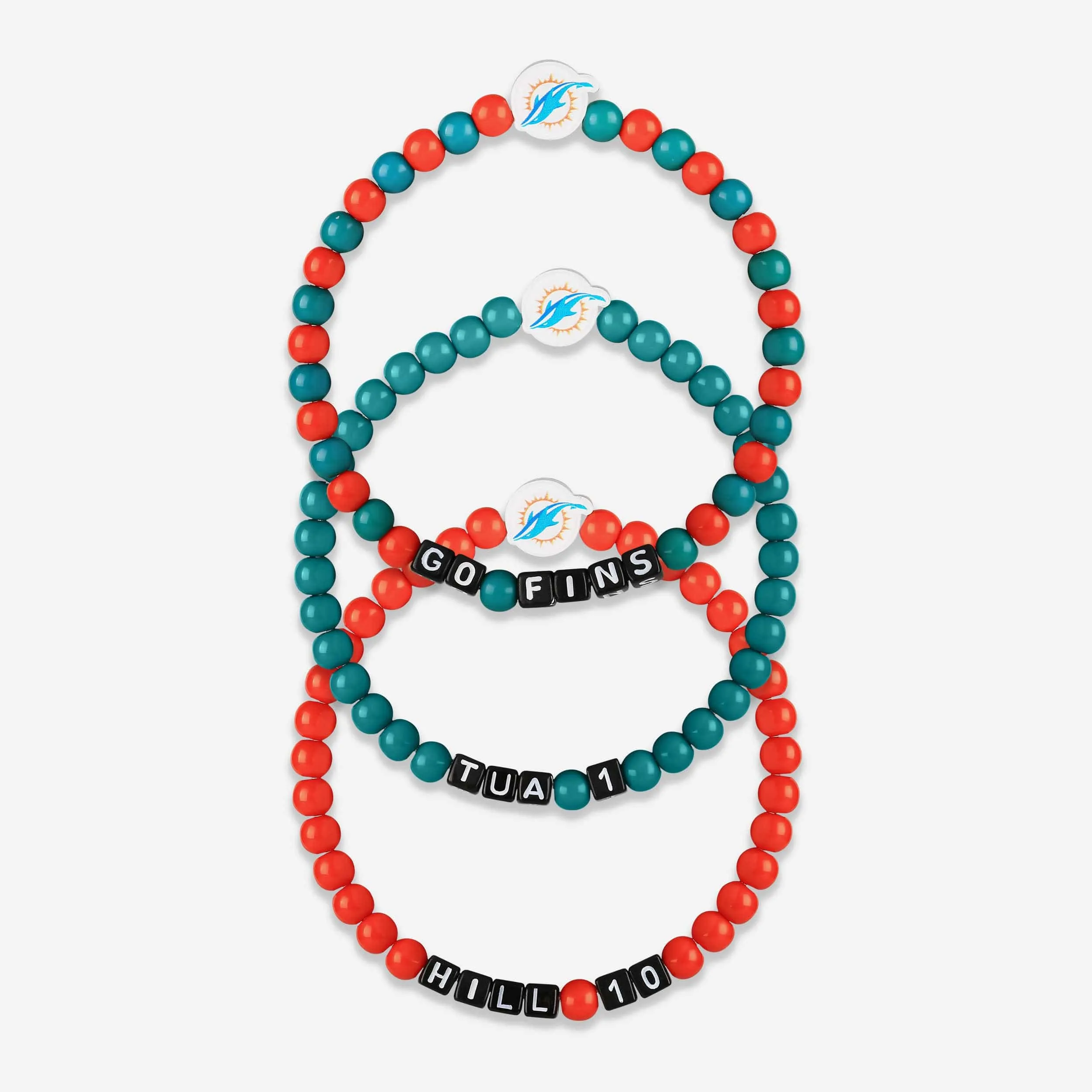 Tua Tagovailoa & Tyreek Hill Miami Dolphins 3 Pack Player Beaded Friendship Bracelet