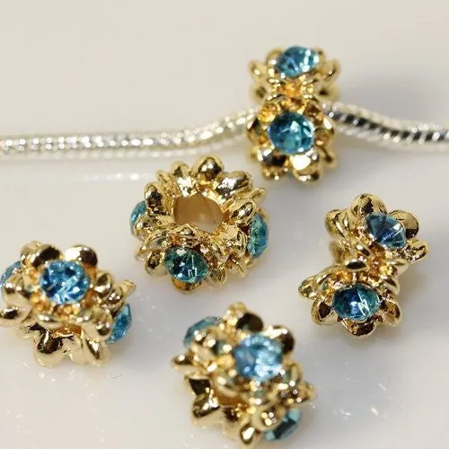 Turquoise  Crystals Charm Compatible with European Snake Chain Charm Bracelet