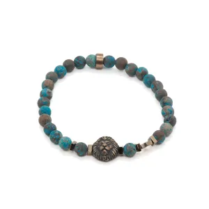 Turquoise Lion Men's Beaded Bracelet