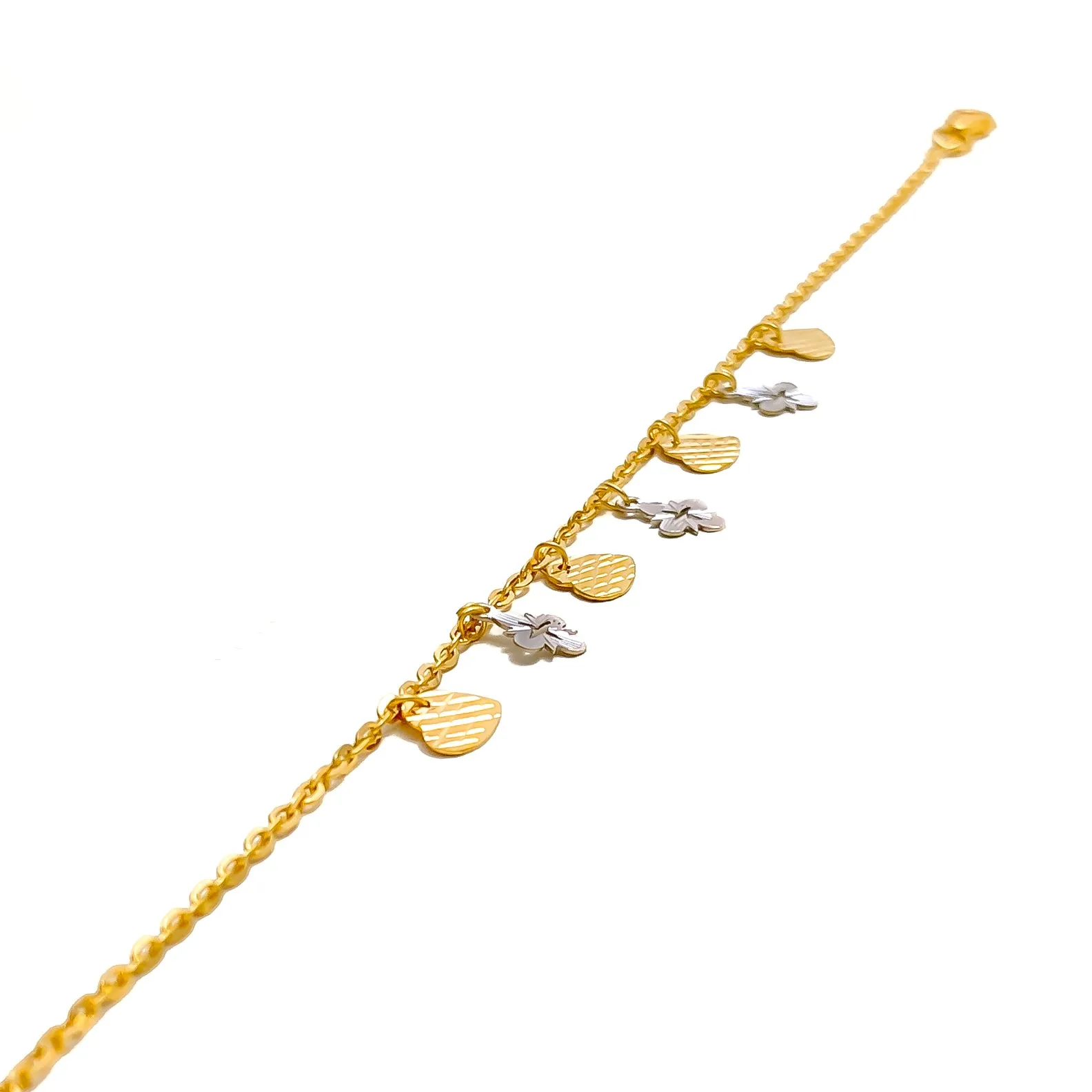 Two-Tone Fancy 22K Gold Charm Bracelet