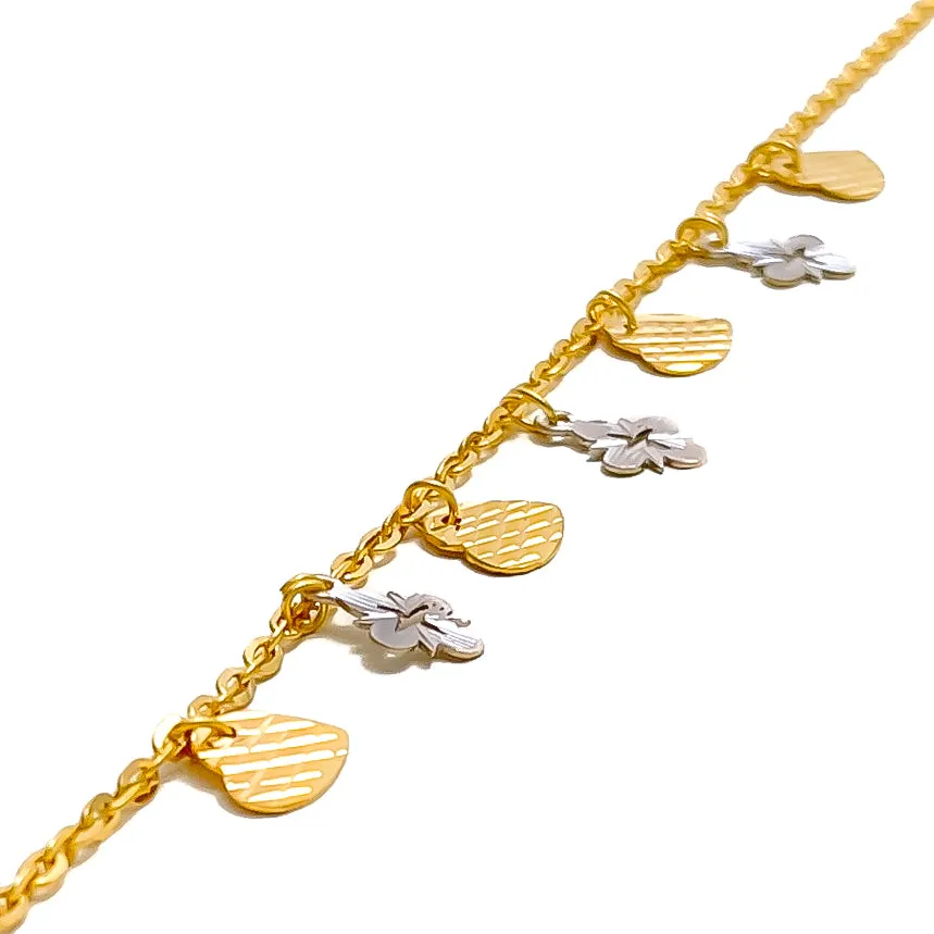 Two-Tone Fancy 22K Gold Charm Bracelet