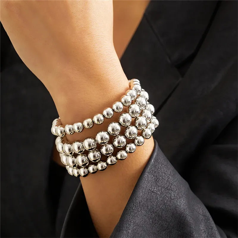 Unisex Exaggerated Bead Ball Chain Punk Bracelets