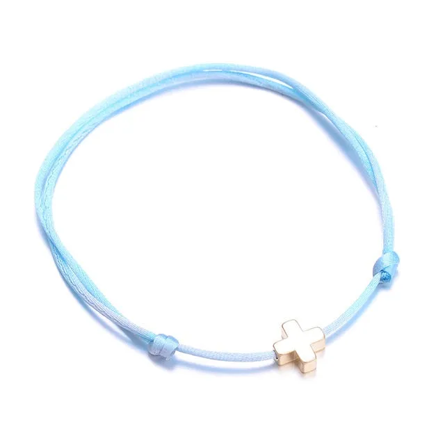 VEKNO Simple Cross Red String Bracelet Adjustable Braiding Lucky Macrame Rope Bracelets For Women Men Children Handmade Jewelry