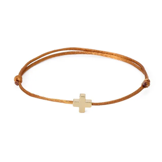 VEKNO Simple Cross Red String Bracelet Adjustable Braiding Lucky Macrame Rope Bracelets For Women Men Children Handmade Jewelry