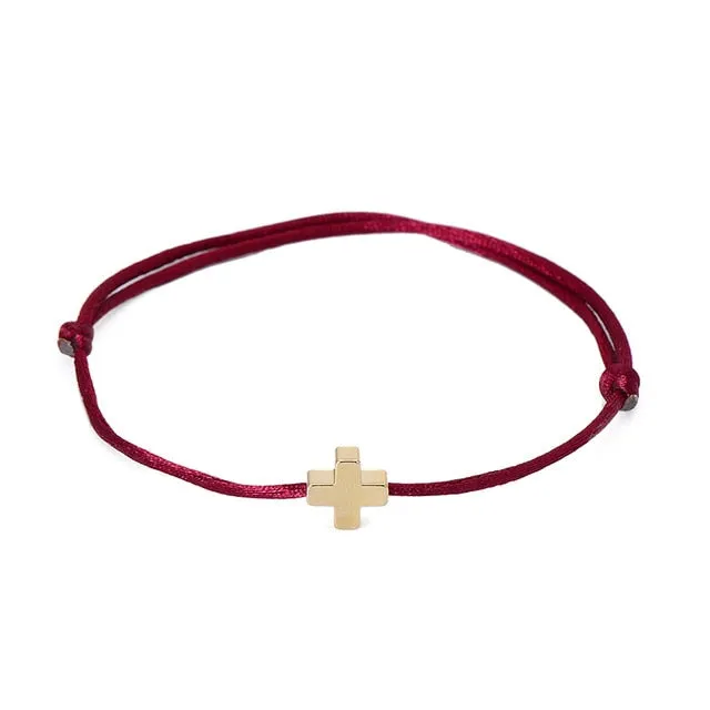VEKNO Simple Cross Red String Bracelet Adjustable Braiding Lucky Macrame Rope Bracelets For Women Men Children Handmade Jewelry
