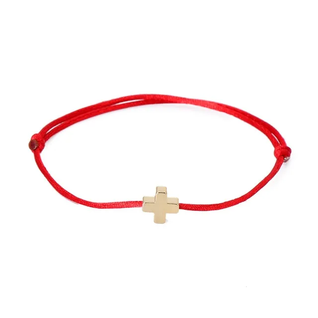 VEKNO Simple Cross Red String Bracelet Adjustable Braiding Lucky Macrame Rope Bracelets For Women Men Children Handmade Jewelry