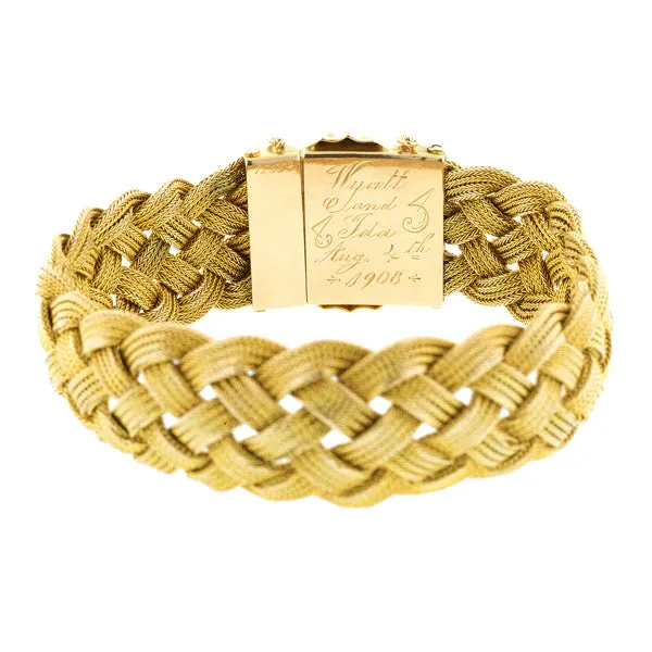 Victorian Emerald & Diamond Clasp Braided Bracelet