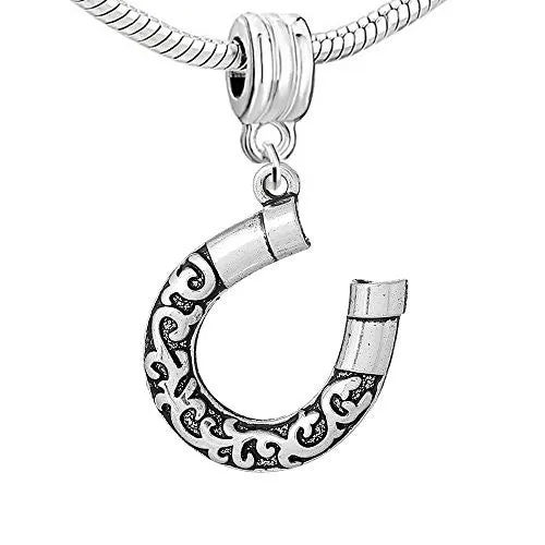 Vine Pattern Horseshoe Bead Compatible for Most European Snake Chain Bracelet