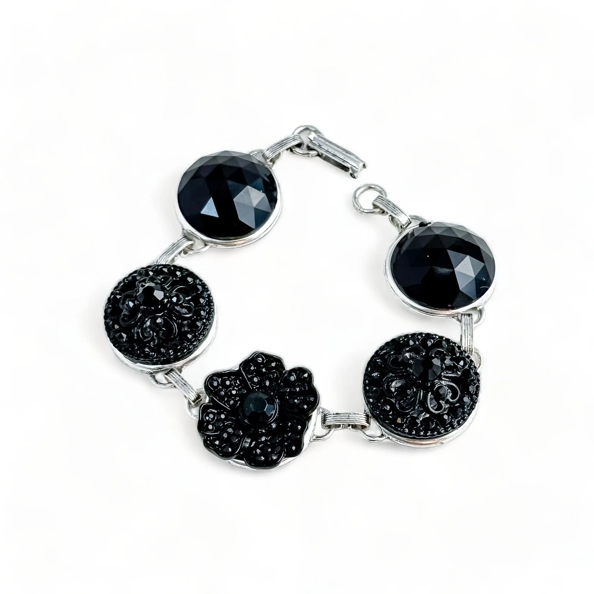 Vintage Black Flower Cluster Bracelet