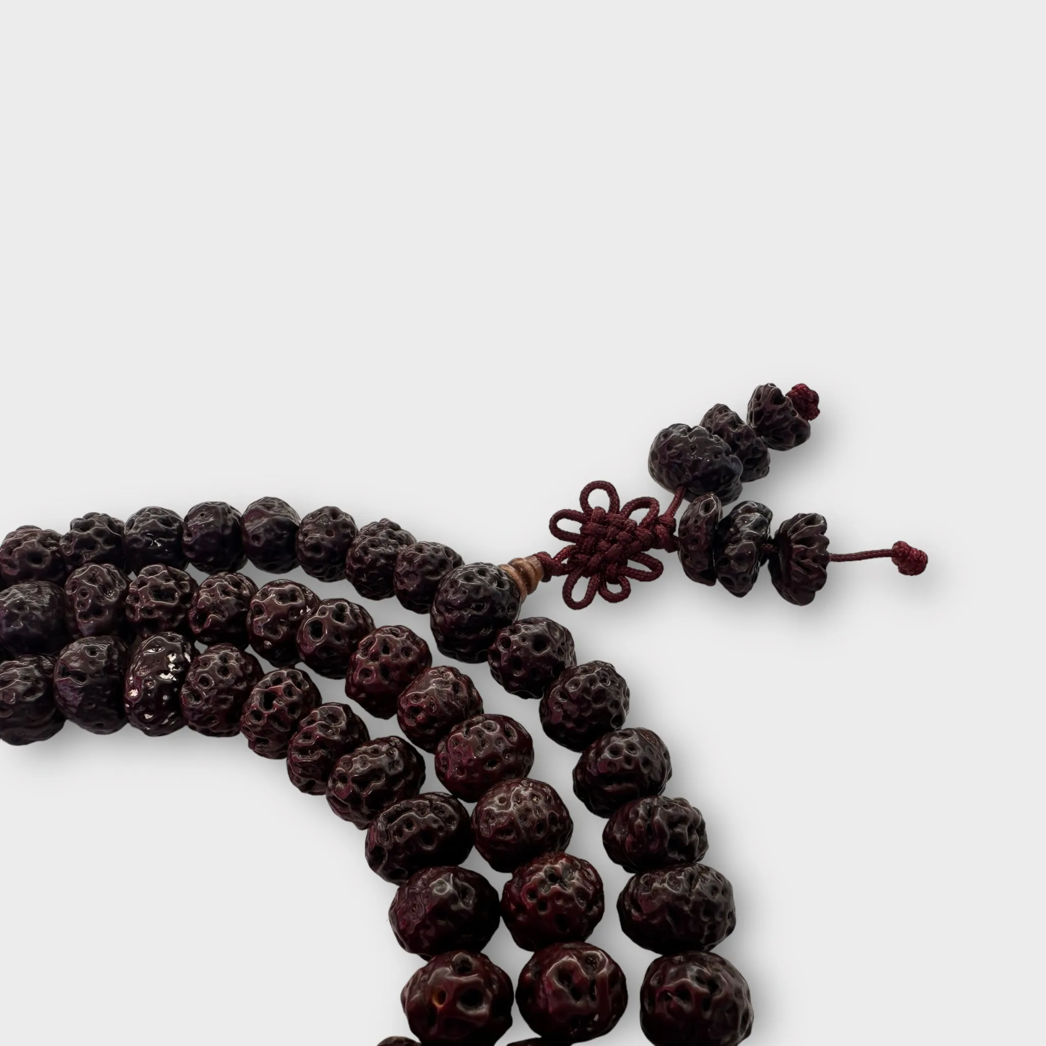 Vintage Rudraksha Mala with Carnelian Spacers