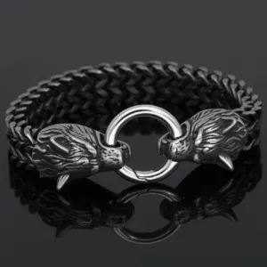 Vintage Viking Wolf Stainless Steel Bracelet
