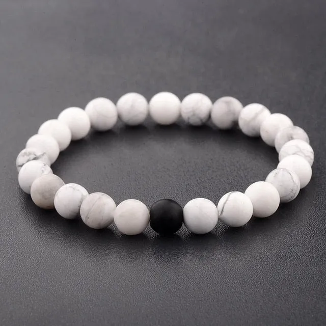White & Black Stone Couples Bracelets (Two Bracelets)