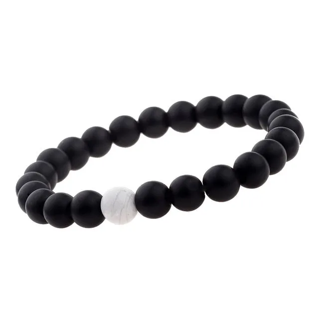 White & Black Stone Couples Bracelets (Two Bracelets)