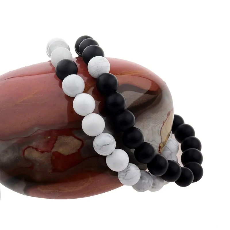 White & Black Stone Couples Bracelets (Two Bracelets)