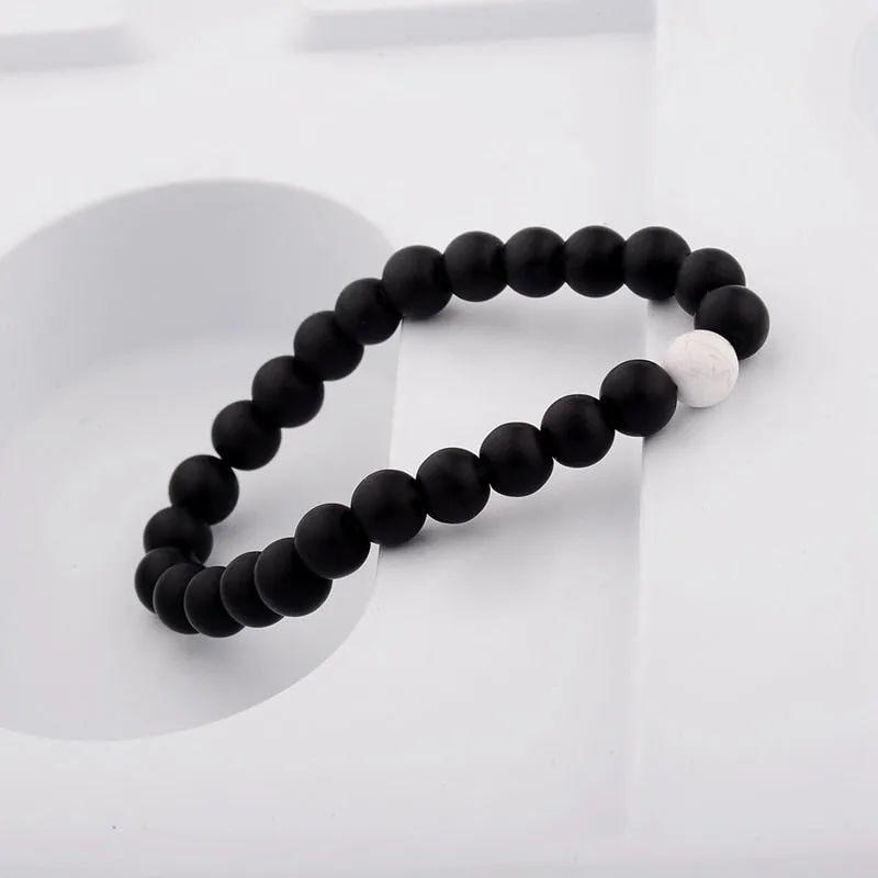 White & Black Stone Couples Bracelets (Two Bracelets)
