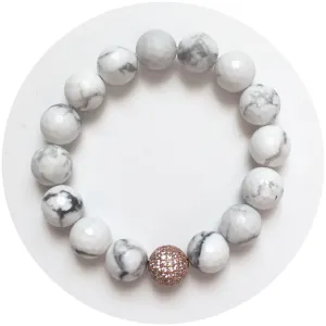 White Howlite with Micro Pavé Rose Gold