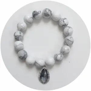 White Howlite with Pavé Grey Crystal Point Pendant