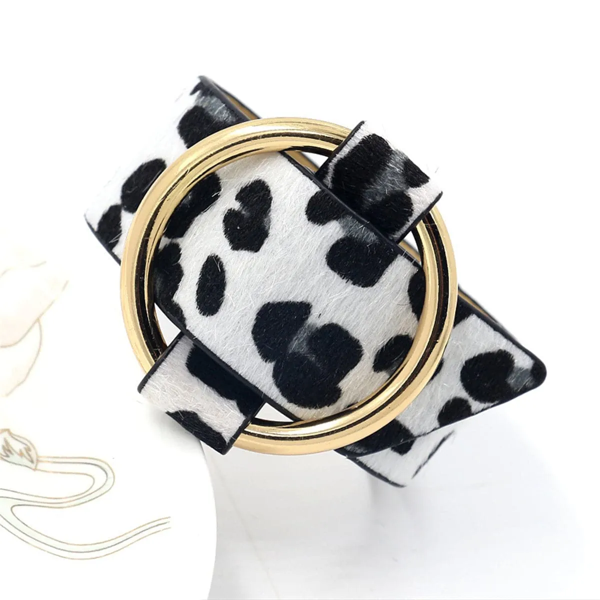 White Polyurethane & 18K Gold-Plated Leopard-Print Bracelet