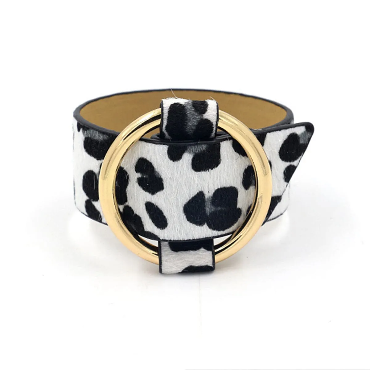 White Polyurethane & 18K Gold-Plated Leopard-Print Bracelet