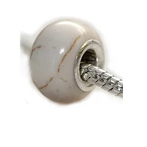 White Stone Charm European Bead Compatible for Most European Snake Chain Bracelet