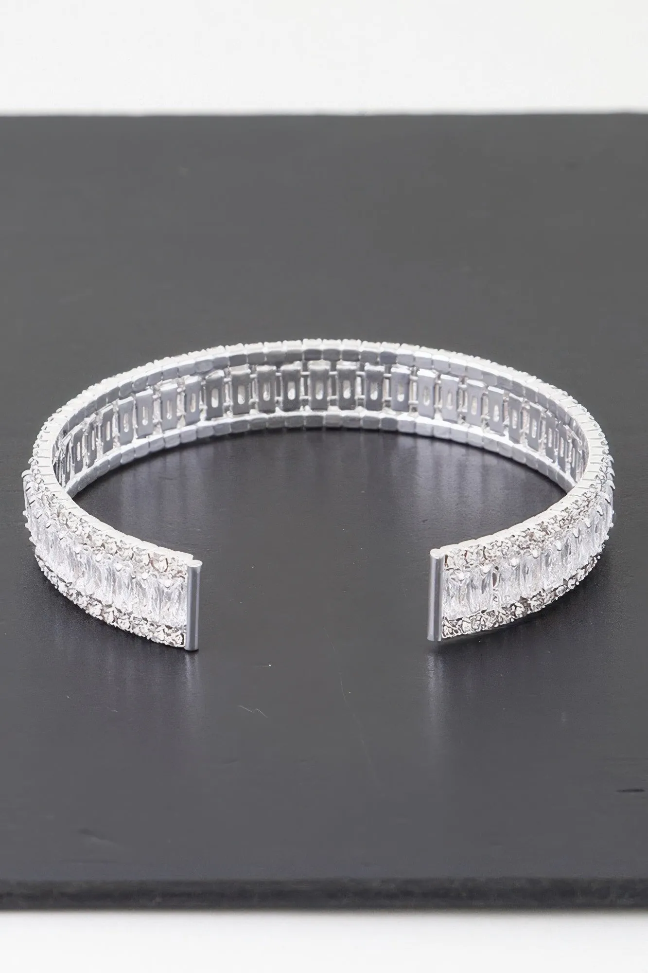 Wide Cubic Zirconia Cuff Bracelet