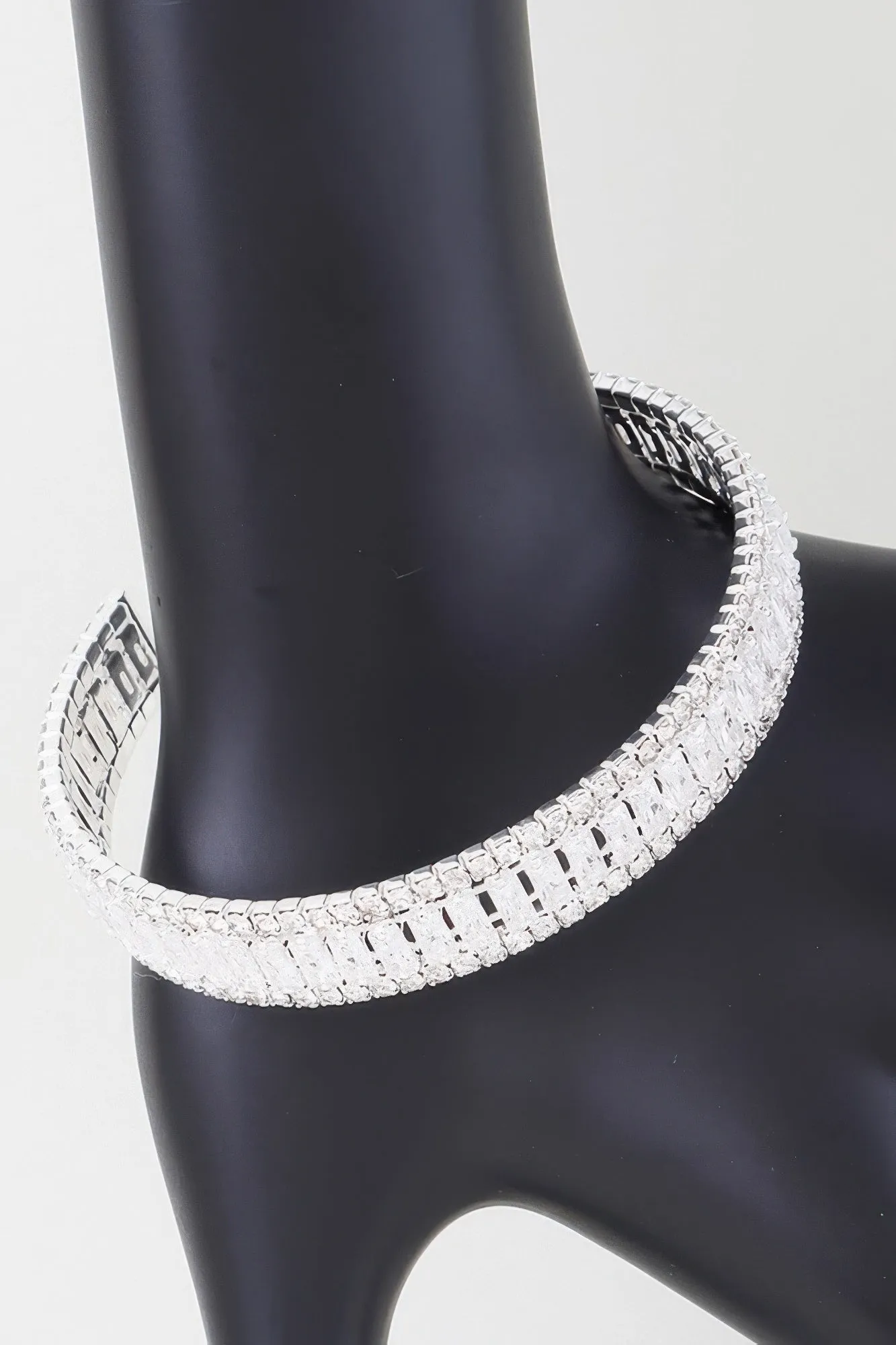 Wide Cubic Zirconia Cuff Bracelet