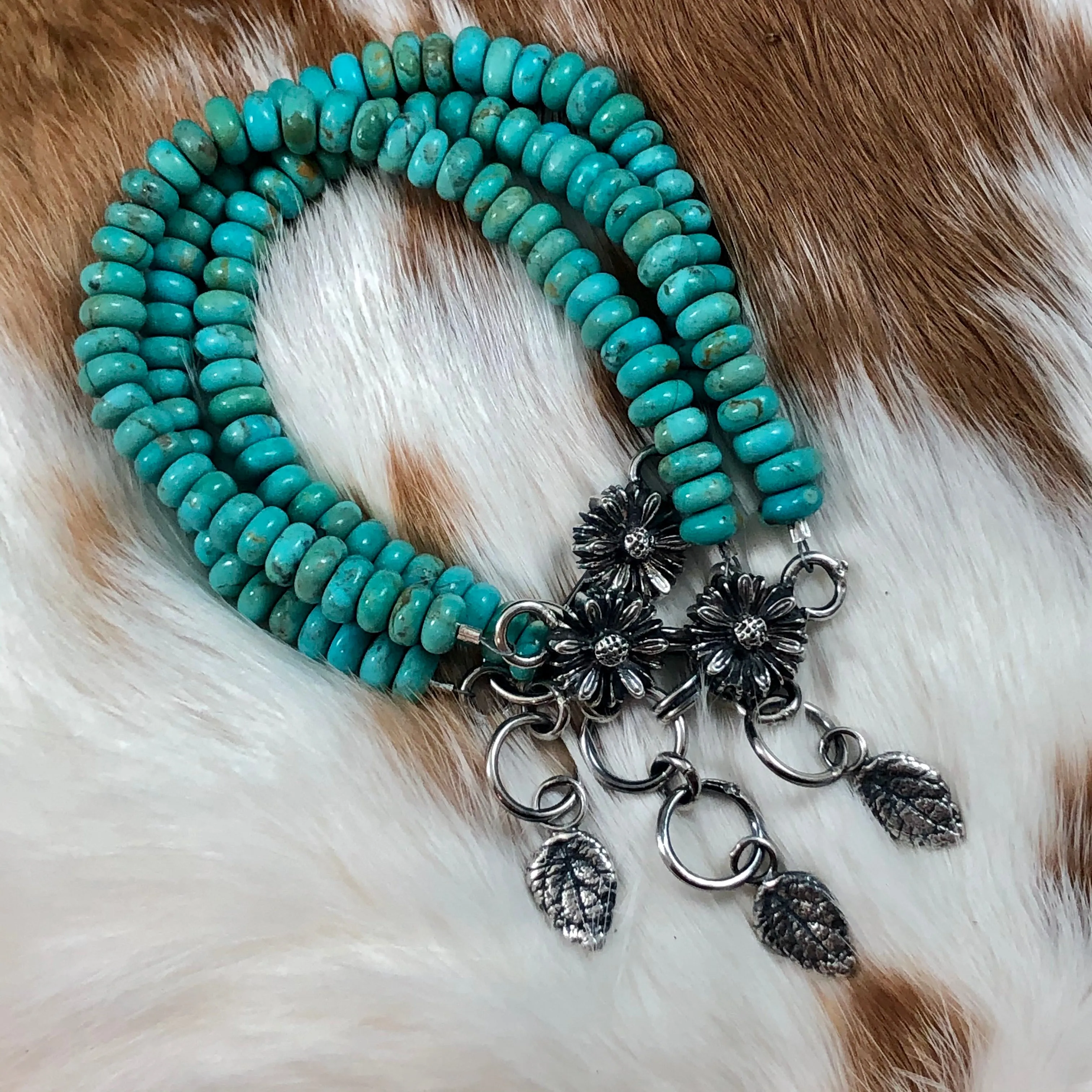 Wildflower Kingman rondelle bracelet