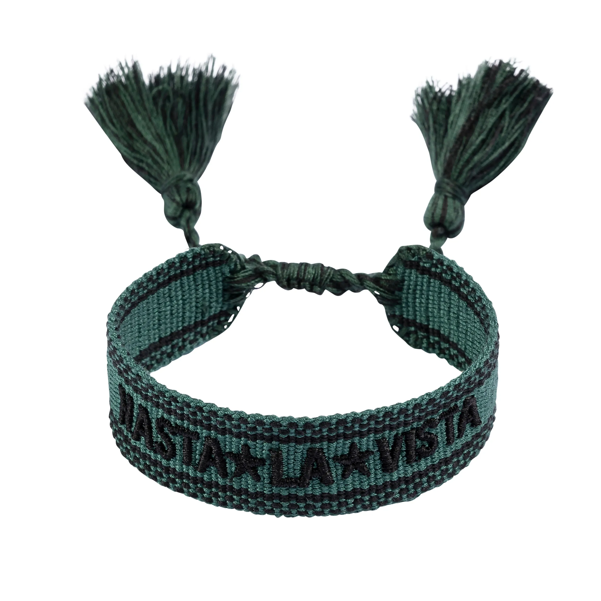 WOVEN FRIENDSHIP BRACELET - "HASTA LA VISTA" PINE